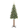 Slim juletre Grønn og hvit 180 cm PVC og Massivt Furu tre