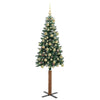 Slim juletre Grønn og hvit 180 cm PVC og Massivt Furu tre