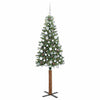 Slim juletre Grønn og hvit 180 cm PVC og Massivt Furu tre