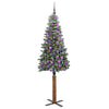 Slim juletre Grønn og hvit 180 cm PVC og Massivt Furu tre