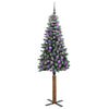 Slim juletre Grønn og hvit 180 cm PVC og Massivt Furu tre