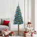 Slim juletre med 300 LED grønn 180 cm PVC og Massivt Furu tre