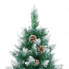 Slim juletre Grønn og hvit 210 cm PVC og Massivt Furu tre