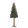 Slim juletre Grønn og hvit 210 cm PVC og Massivt Furu tre