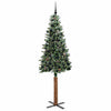 Slim juletre Grønn og hvit 210 cm PVC og Massivt Furu tre