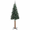 Slim juletre Grønn og hvit 210 cm PVC og Massivt Furu tre