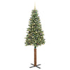 Slim juletre Grønn og hvit 210 cm PVC og Massivt Furu tre