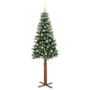 Slim juletre Grønn og hvit 210 cm PVC og Massivt Furu tre