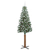 Slim juletre Grønn og hvit 210 cm PVC og Massivt Furu tre