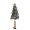 Slim juletre Grønn og hvit 210 cm PVC og Massivt Furu tre