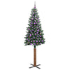 Slim juletre Grønn og hvit 210 cm PVC og Massivt Furu tre