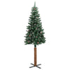 Slim juletre Grønn og hvit 210 cm PVC og Massivt Furu tre