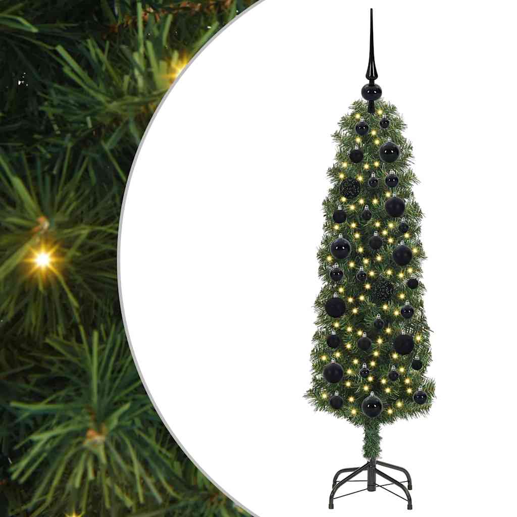 Kunstig juletre med 150 LED grønn 120 cm PVC og stål og plast