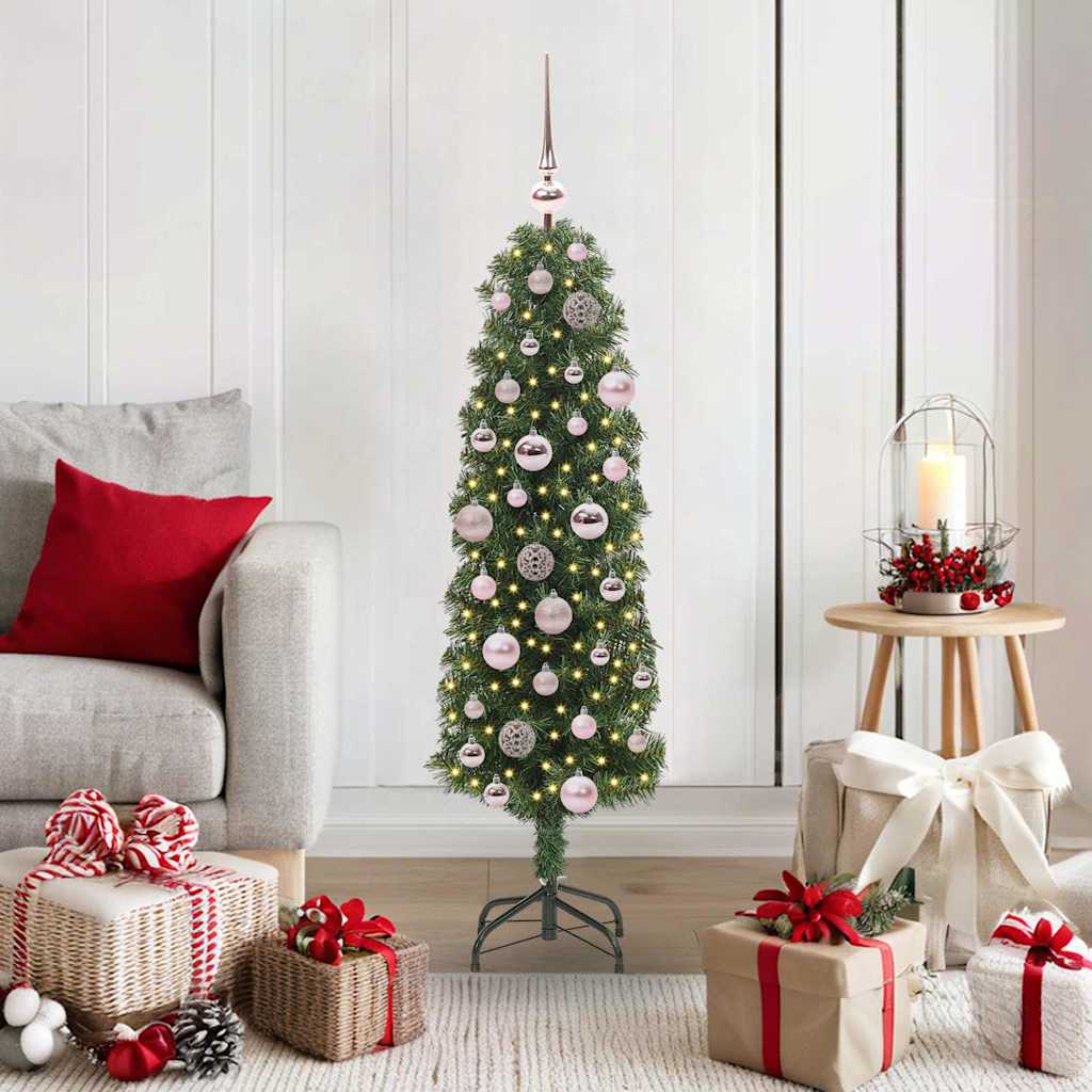 Kunstig juletre med 150 LED grønn 120 cm PVC og stål og plast