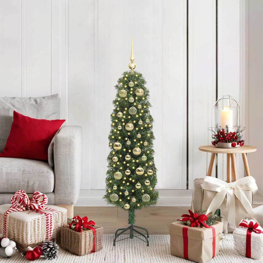 Kunstig juletre med 150 LED grønn 120 cm PVC og stål og plast