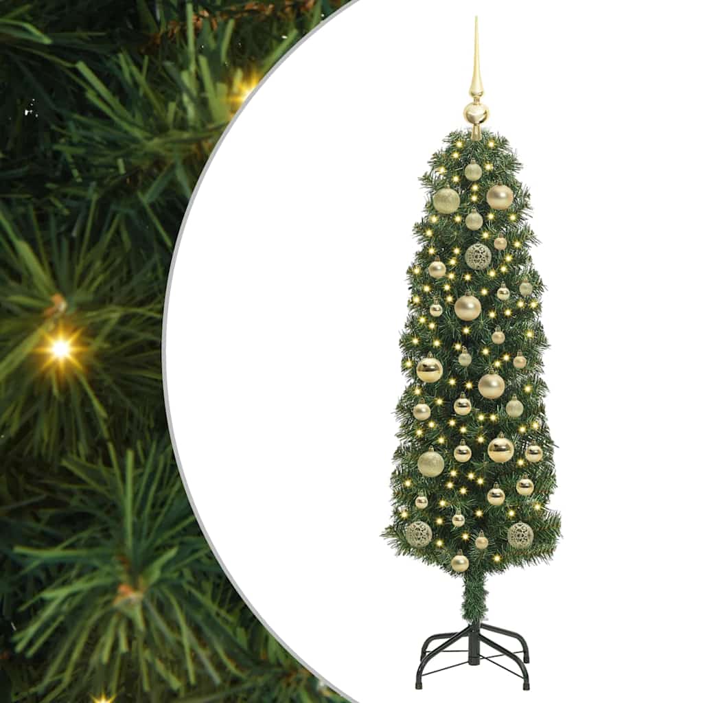 Kunstig juletre med 150 LED grønn 120 cm PVC og stål og plast