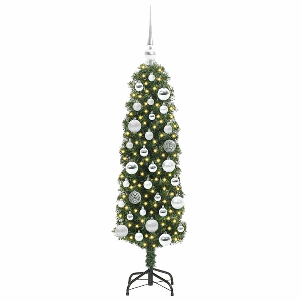 Kunstig juletre med 150 LED grønn 120 cm PVC og stål og plast