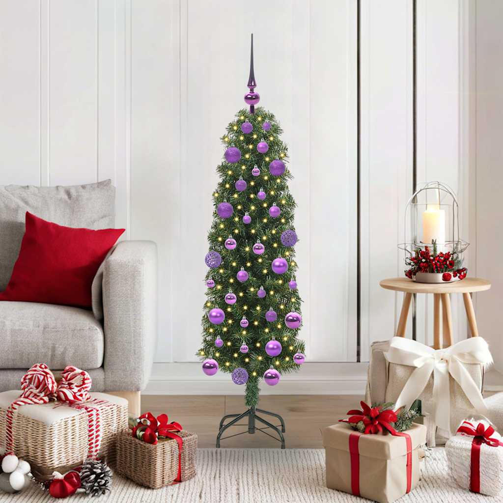 Kunstig juletre med 150 LED grønn 120 cm PVC og stål og plast