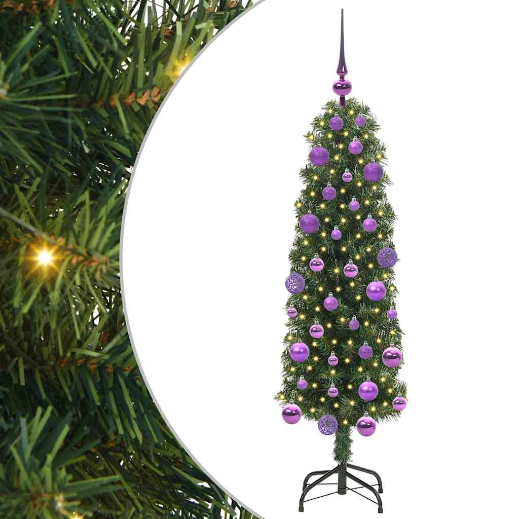 Kunstig juletre med 150 LED grønn 120 cm PVC og stål og plast