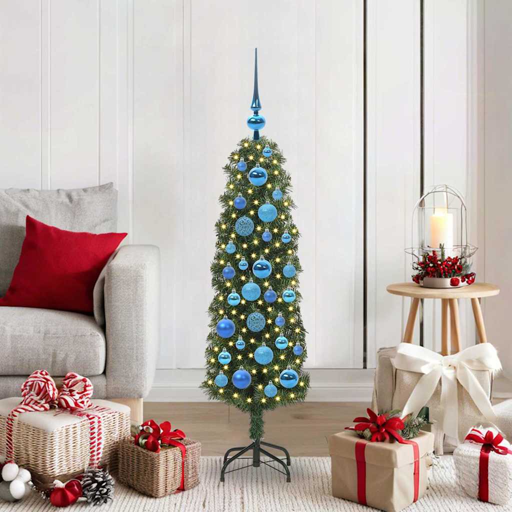Kunstig juletre med 150 LED grønn 120 cm PVC og stål og plast