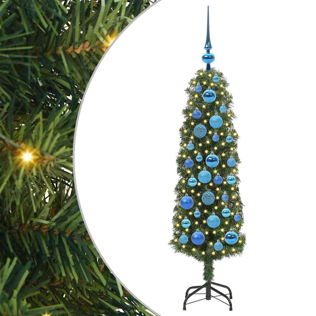 Kunstig juletre med 150 LED grønn 120 cm PVC og stål og plast