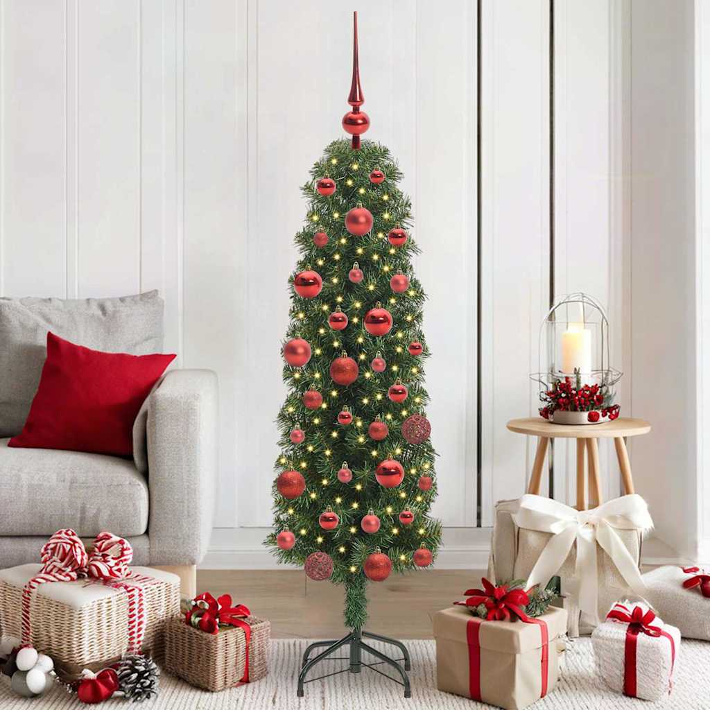 Kunstig juletre med 150 LED grønn 150 cm PVC og stål og plast