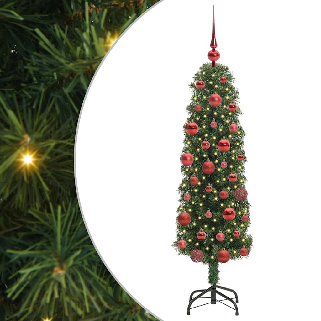 Kunstig juletre med 150 LED grønn 150 cm PVC og stål og plast