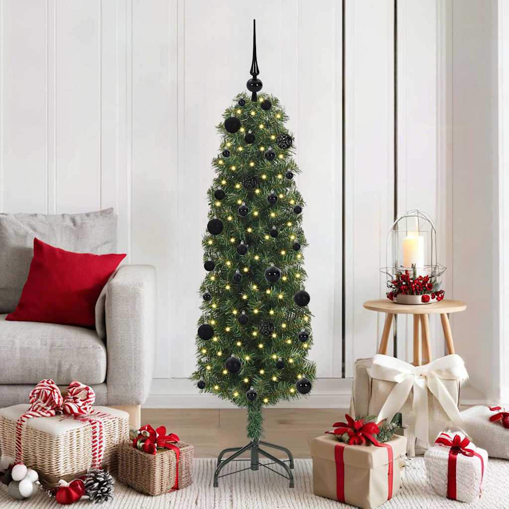 Kunstig juletre med 150 LED grønn 150 cm PVC og stål og plast vidaXL