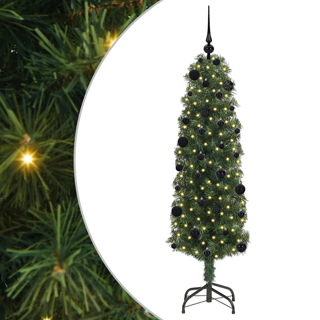 Kunstig juletre med 150 LED grønn 150 cm PVC og stål og plast