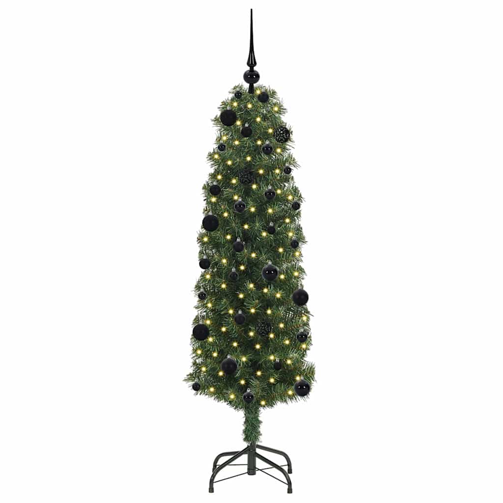 Kunstig juletre med 150 LED grønn 150 cm PVC og stål og plast vidaXL