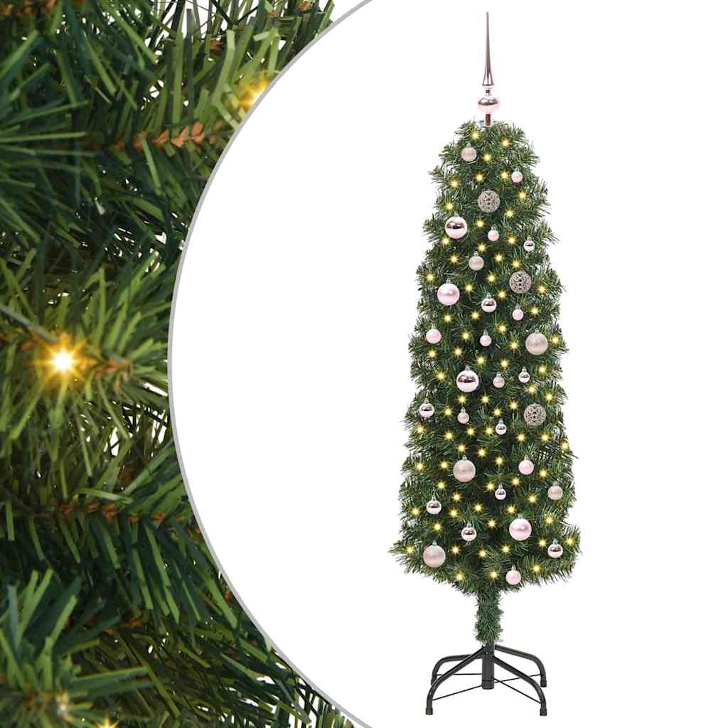 Kunstig juletre med 150 LED grønn 150 cm PVC og stål og plast