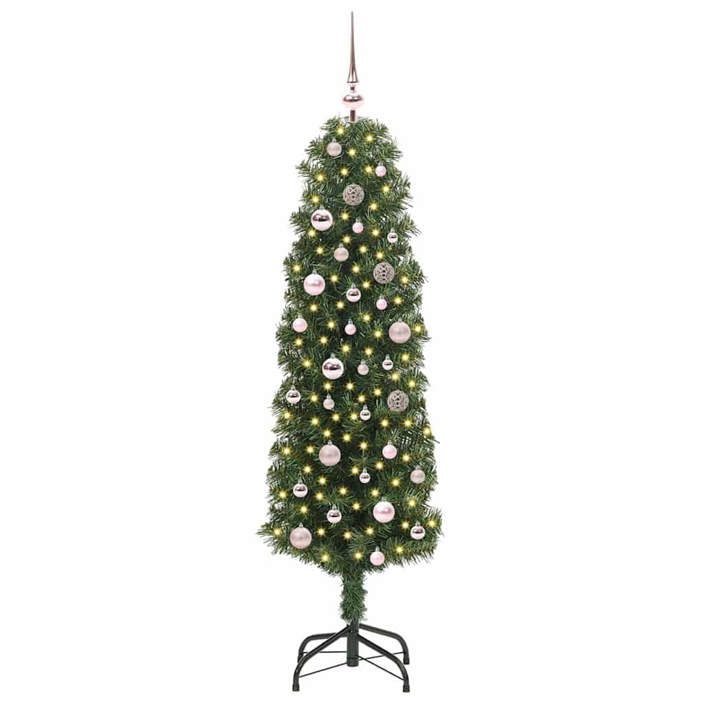 Kunstig juletre med 150 LED grønn 150 cm PVC og stål og plast