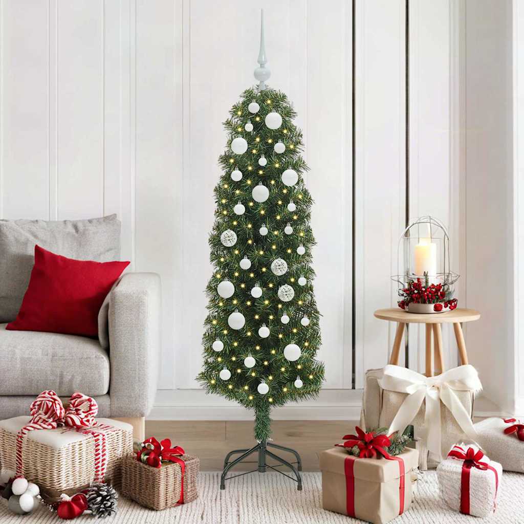 Kunstig juletre med 150 LED grønn 150 cm PVC og stål og plast