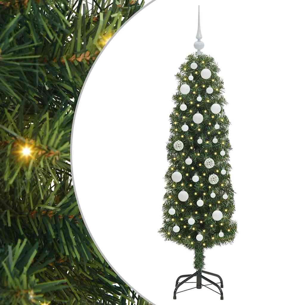 Kunstig juletre med 150 LED grønn 150 cm PVC og stål og plast