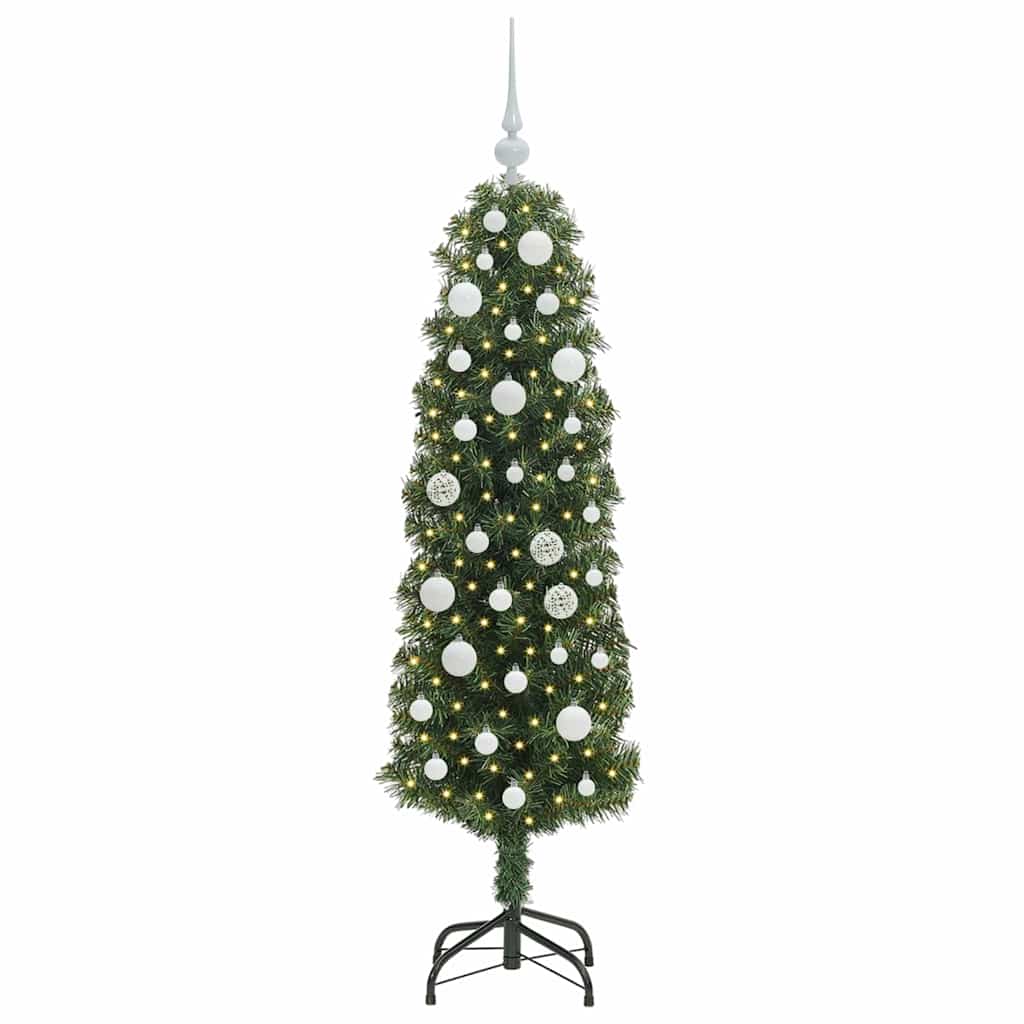 Kunstig juletre med 150 LED grønn 150 cm PVC og stål og plast vidaXL