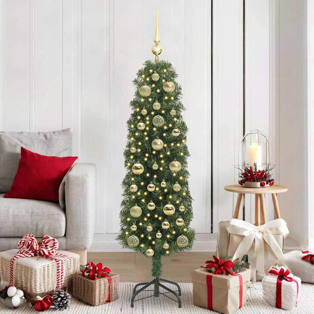 Kunstig juletre med 150 LED grønn 150 cm PVC og stål og plast