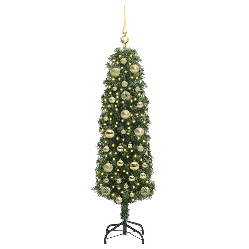 Kunstig juletre med 150 LED grønn 150 cm PVC og stål og plast