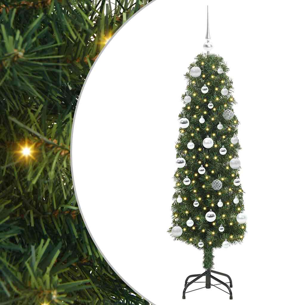 Kunstig juletre med 150 LED grønn 150 cm PVC og stål og plast