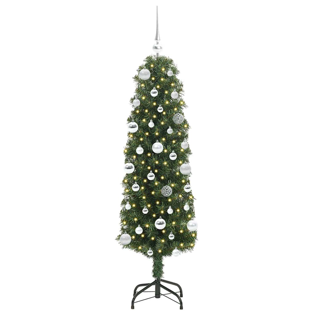 Kunstig juletre med 150 LED grønn 150 cm PVC og stål og plast vidaXL