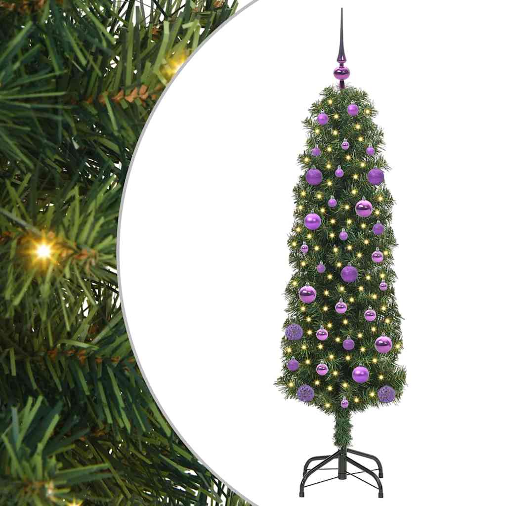 Kunstig juletre med 150 LED grønn 150 cm PVC og stål og plast