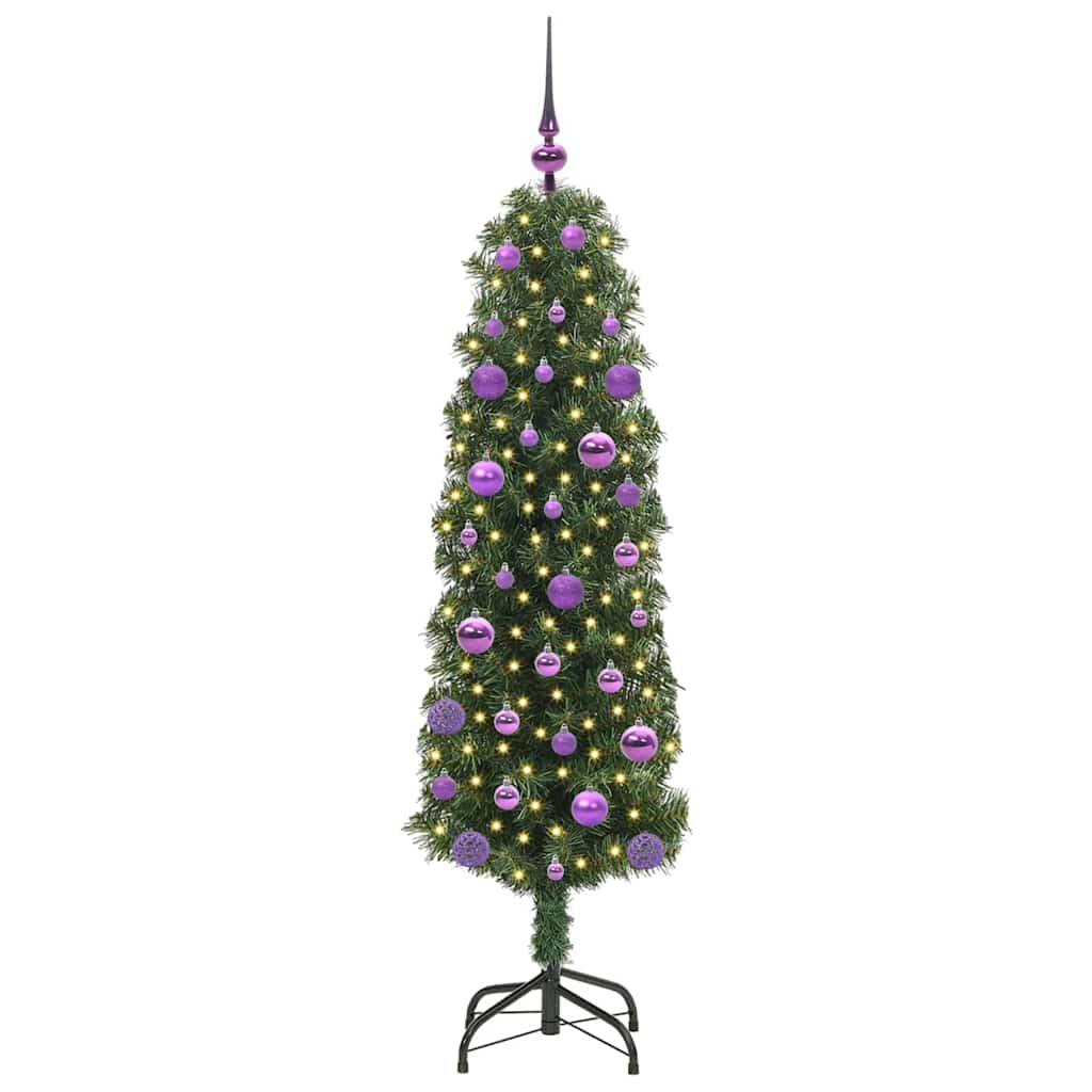 Kunstig juletre med 150 LED grønn 150 cm PVC og stål og plast