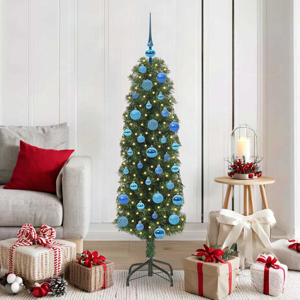 Kunstig juletre med 150 LED grønn 150 cm PVC og stål og plast