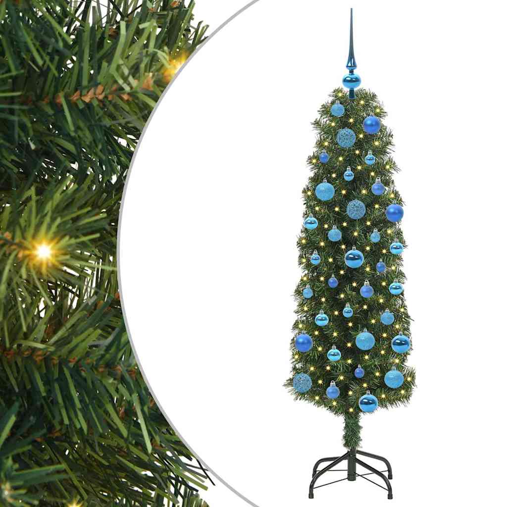 Kunstig juletre med 150 LED grønn 150 cm PVC og stål og plast