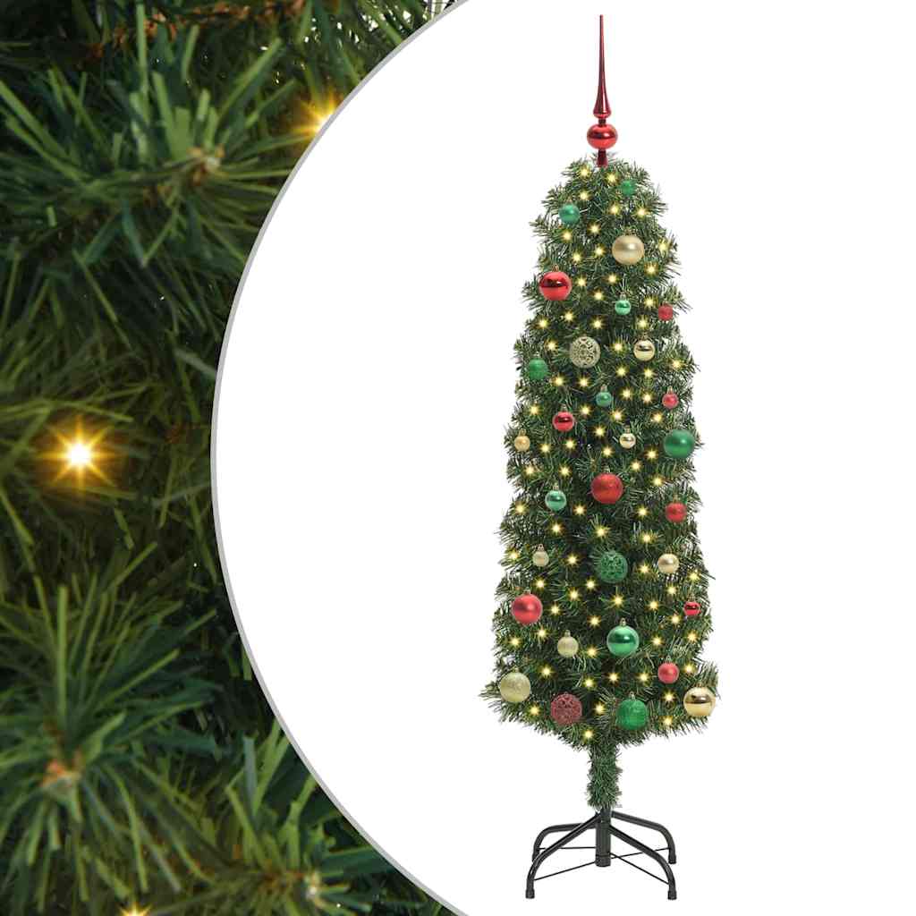 Kunstig juletre med 150 LED grønn 150 cm PVC og stål og plast vidaXL