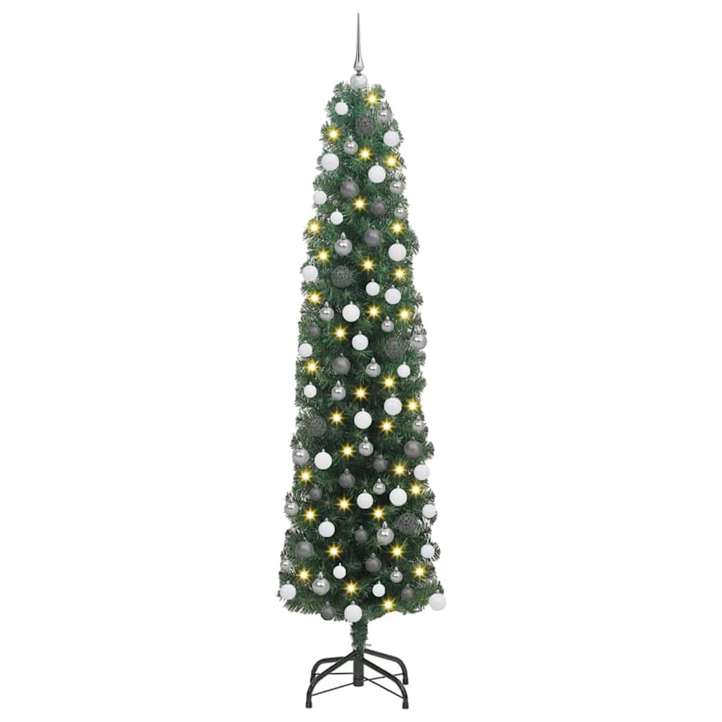 Kunstig juletre med 300 LED grønn 180 cm PVC og stål og plast