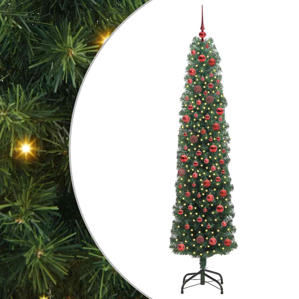 Kunstig juletre med 300 LED grønn 180 cm PVC og stål og plast