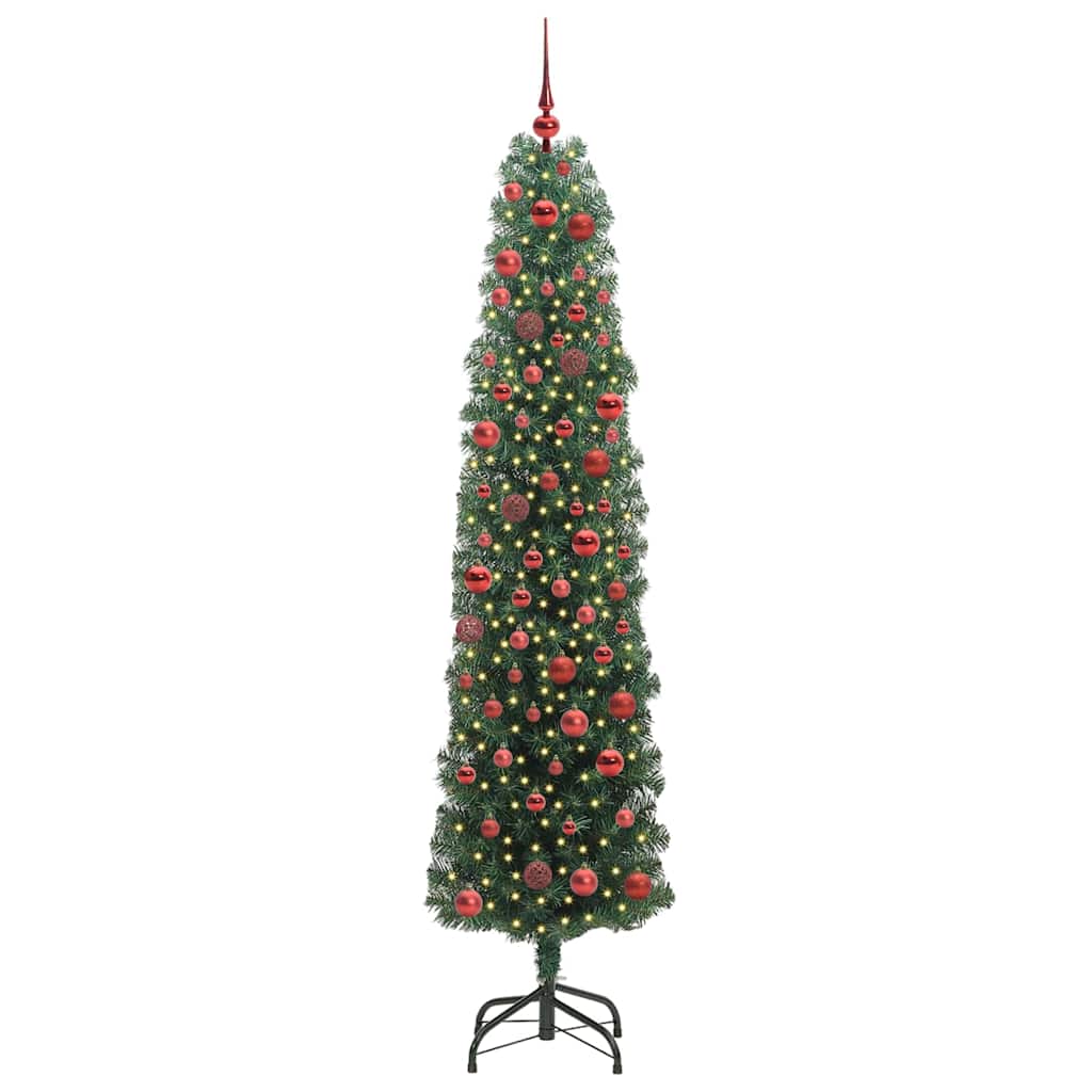 Kunstig juletre med 300 LED grønn 180 cm PVC og stål og plast