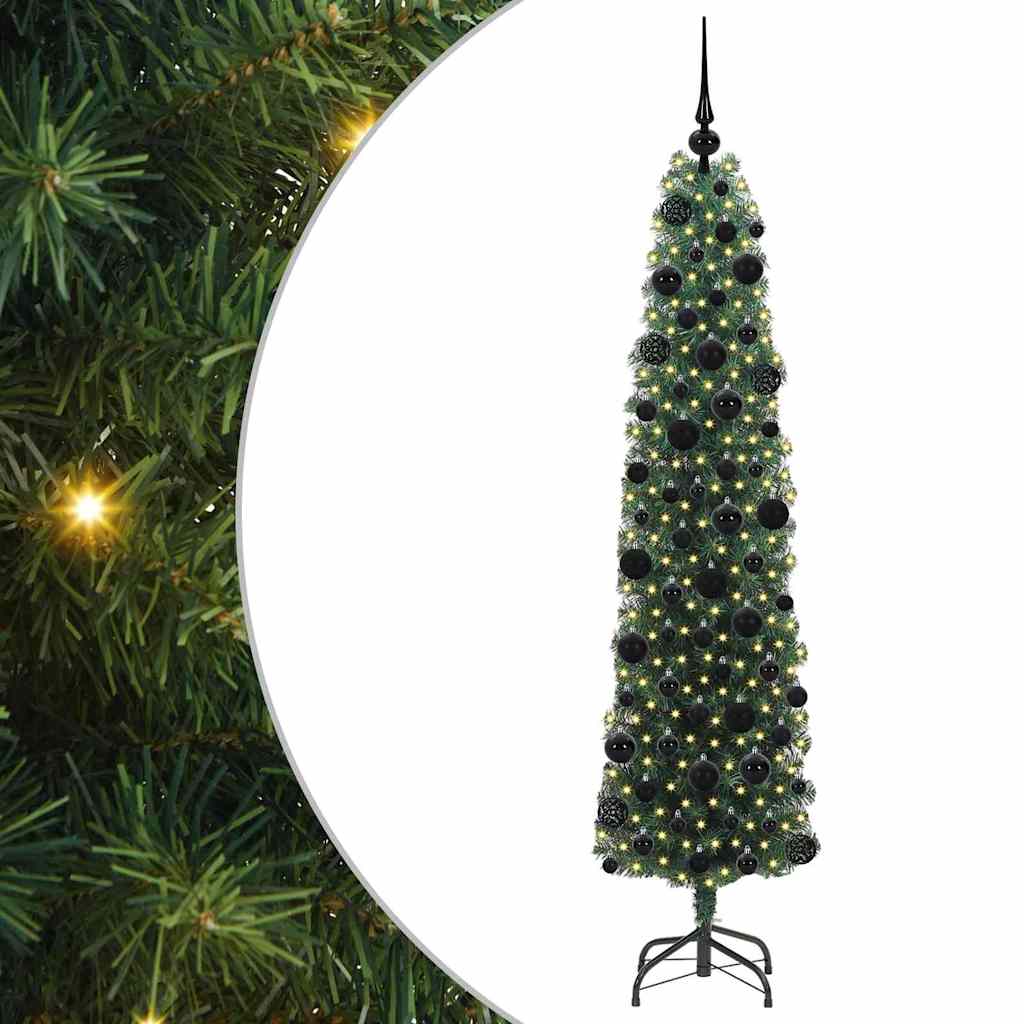 Kunstig juletre med 300 LED grønn 180 cm PVC og stål og plast