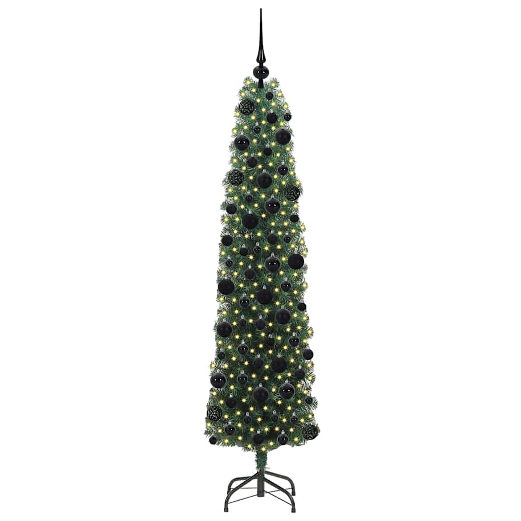 Kunstig juletre med 300 LED grønn 180 cm PVC og stål og plast