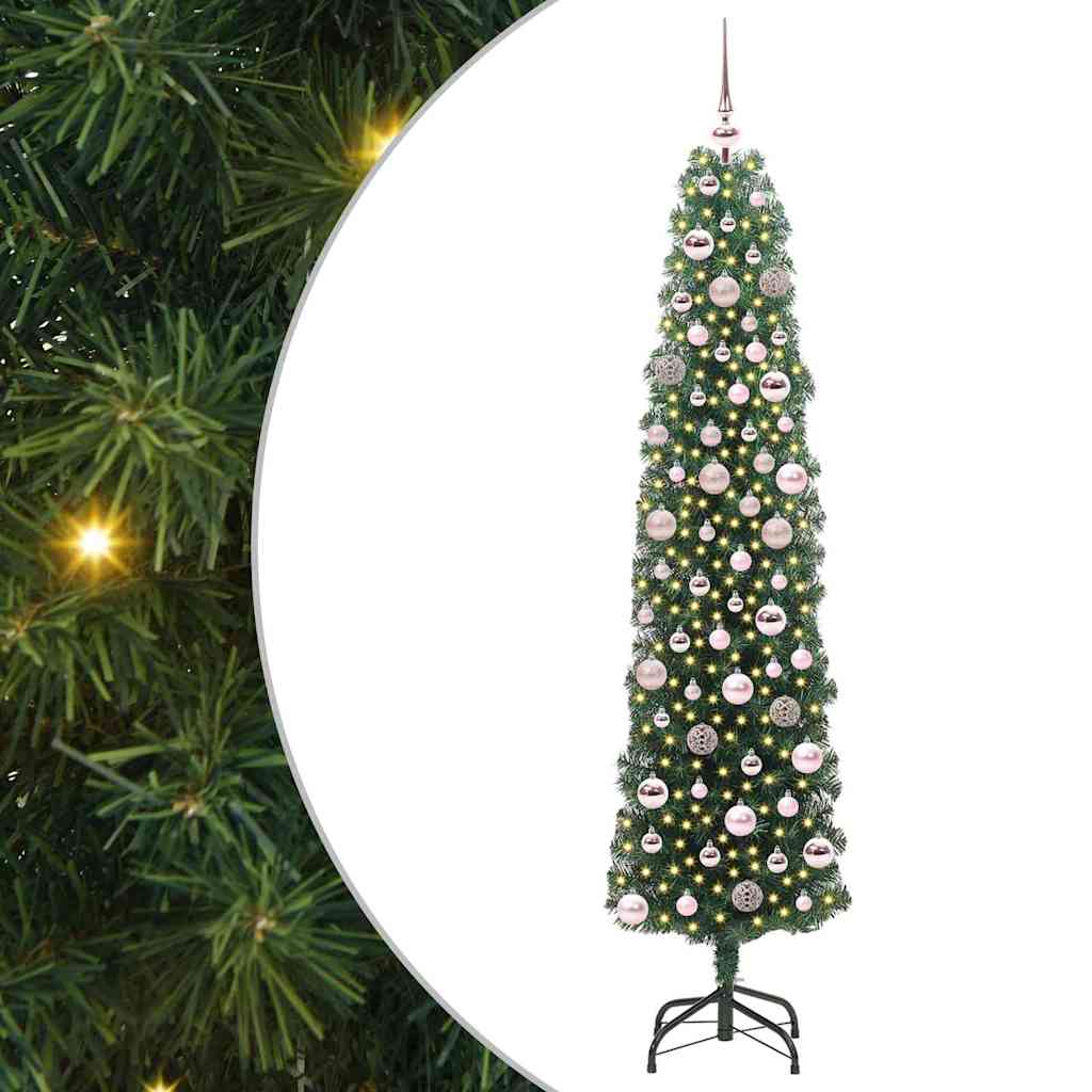 Kunstig juletre med 300 LED grønn 180 cm PVC og stål og plast